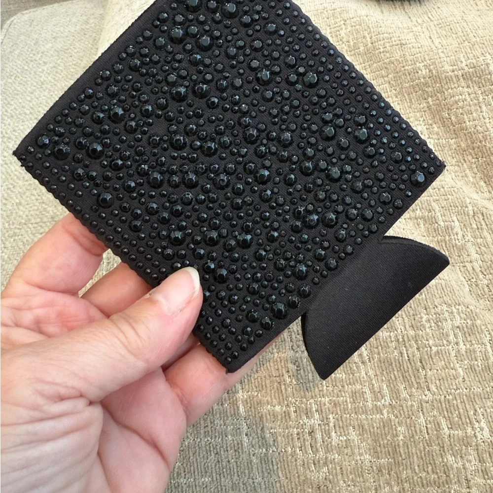 NWOT Boutique Black Rhinestone Bling Neoprene Can Koozie Sleeve